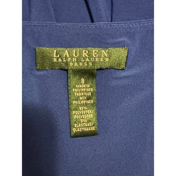 Ralph Lauren Royal Blue Ruched Jersey Dress Size 8 Timeless Classic Summer - Picture 5 of 6